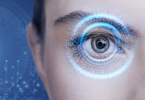 close up eye scanning